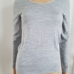 Grey Wool Blend Knit Lightweight Sweater